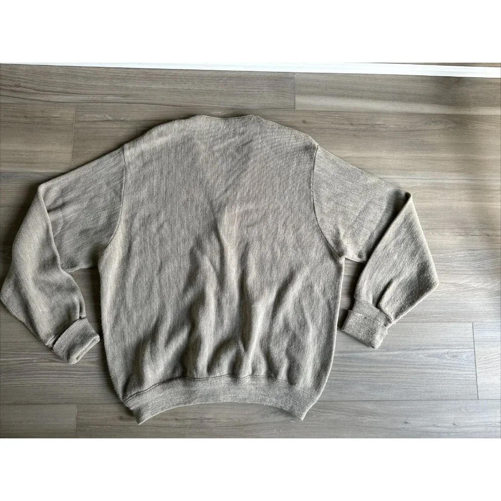 Vintage Izod Cardigan Men Sz XL Beige Button‎ Up Long Sleeve Made In USA Sweater